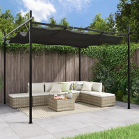 Produktbild för Pergola med infällbart tak antracit 295x292x230 cm