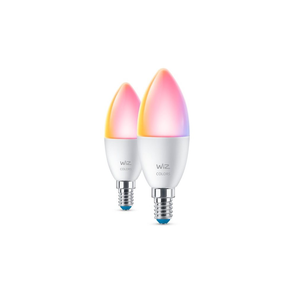 Produktbild för WiZ Colors - LED-glödlampa - form: C37 - glaserad finish - E14 - 4.9 W - 16 miljoner färger - 2200-6500 K (paket om 2)