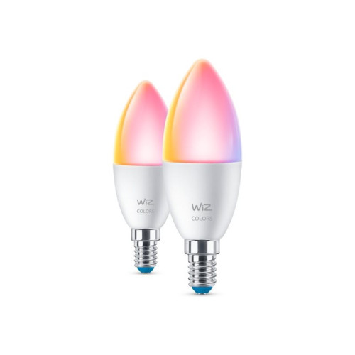 WiZ WiZ Colors - LED-glödlampa - form: C37 - glaserad finish - E14 - 4.9 W - 16 miljoner färger - 2200-6500 K (paket om 2)