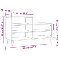 Produktbild för Skoställ rökfärgad ek 102x36x60 cm konstruerat trä