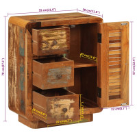 Miniatyr av produktbild för Skänk med 3 dörrar 55x30x70 cm massivt återvunnet trä