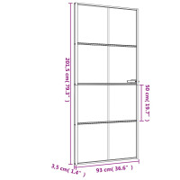 Produktbild för Innerdörr svart 93x201,5 cm härdat glas och aluminium slim