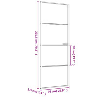 Produktbild för Innerdörr svart 76x201,5 cm härdat glas och aluminium slim