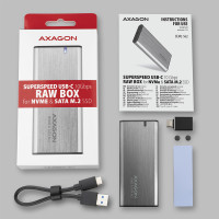 Produktbild för Axagon EEM2-SG2 Hölje för lagringsenheter SSD-inkapsling Grå M.2