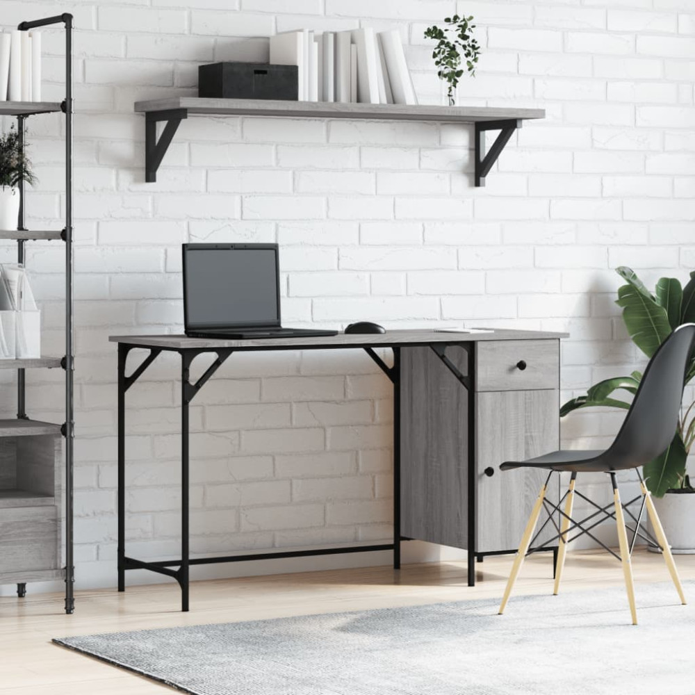 Produktbild för Datorskrivbord grå sonoma 131x48x75 cm konstruerat trä