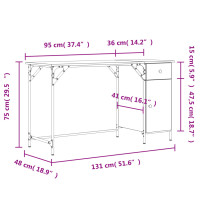 Produktbild för Datorskrivbord grå sonoma 131x48x75 cm konstruerat trä
