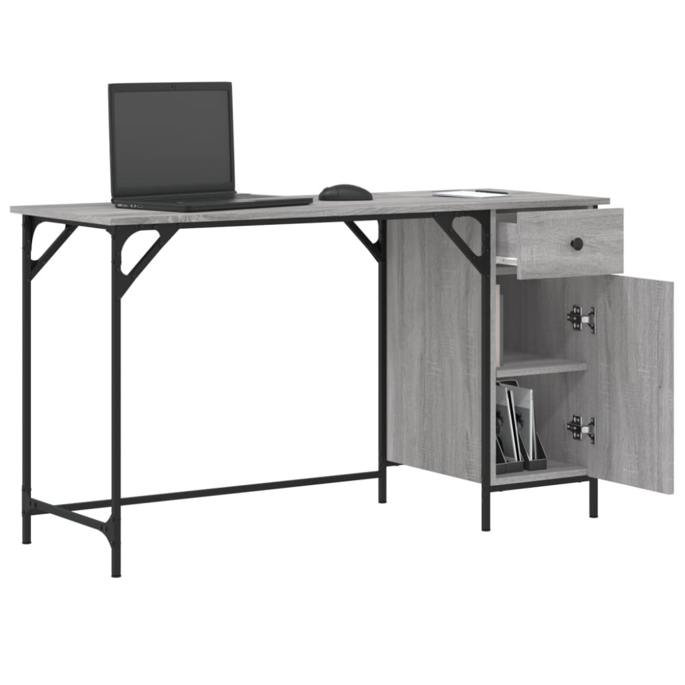 Produktbild för Datorskrivbord grå sonoma 131x48x75 cm konstruerat trä