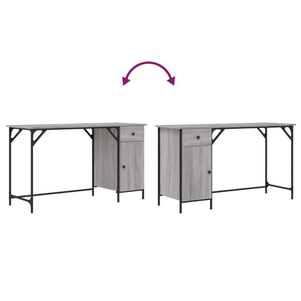 Produktbild för Datorskrivbord grå sonoma 131x48x75 cm konstruerat trä