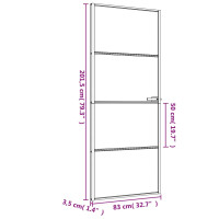 Produktbild för Innerdörr svart 83x201,5 cm härdat glas och aluminium slim