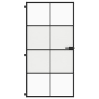 Produktbild för Innerdörr svart 102,5x201,5 cm härdat glas och aluminium slim