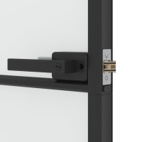 Produktbild för Innerdörr svart 102,5x201,5 cm härdat glas och aluminium slim