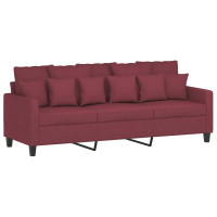 Produktbild för 3-sitssoffa vinröd 180 cm tyg