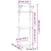 Produktbild för Vägghyllor 3-plan med stänger 2 st svart 30x25x100 cm