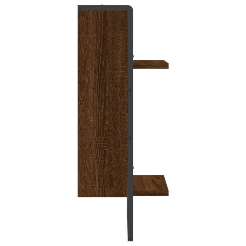 Produktbild för Vägghylla med stång brun ek 30x25x65 cm