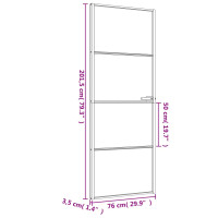 Produktbild för Innerdörr svart 76x201,5 cm härdat glas och aluminium slim