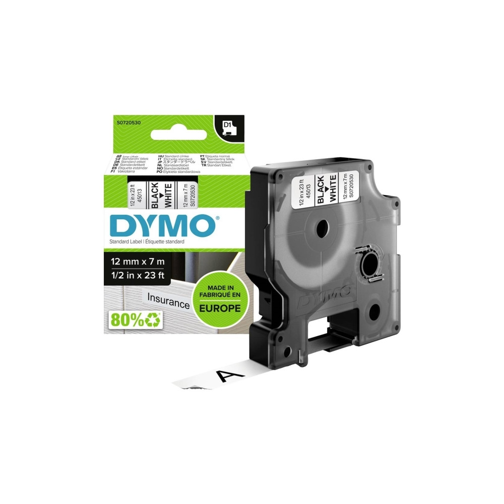 Produktbild för DYMO D1 - etiketttejp - 1 kassett(er) - Rulle (1,2 cm x 7 m)