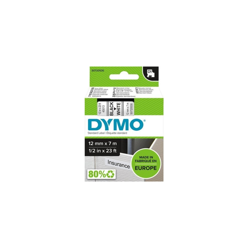 Produktbild för DYMO D1 - etiketttejp - 1 kassett(er) - Rulle (1,2 cm x 7 m)