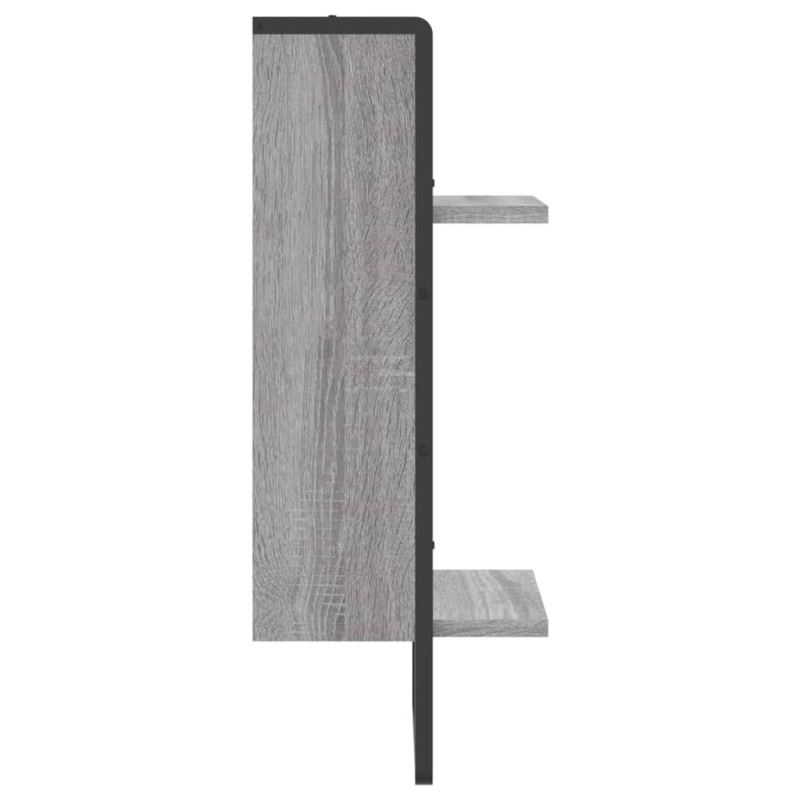 Produktbild för Vägghylla med stång grå sonoma 30x25x65 cm