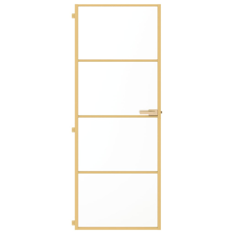 Produktbild för Innerdörr guld 76x201,5 cm härdat glas och aluminium slim