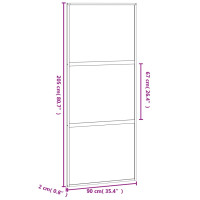 Produktbild för Skjutdörr vit 90x205 cm härdat glas och aluminium