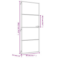 Produktbild för Innerdörr guld 83x201,5 cm härdat glas och aluminium slim