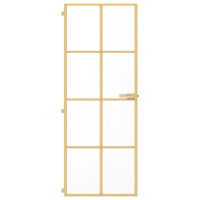 Produktbild för Innerdörr guld 76x201,5 cm härdat glas och aluminium slim