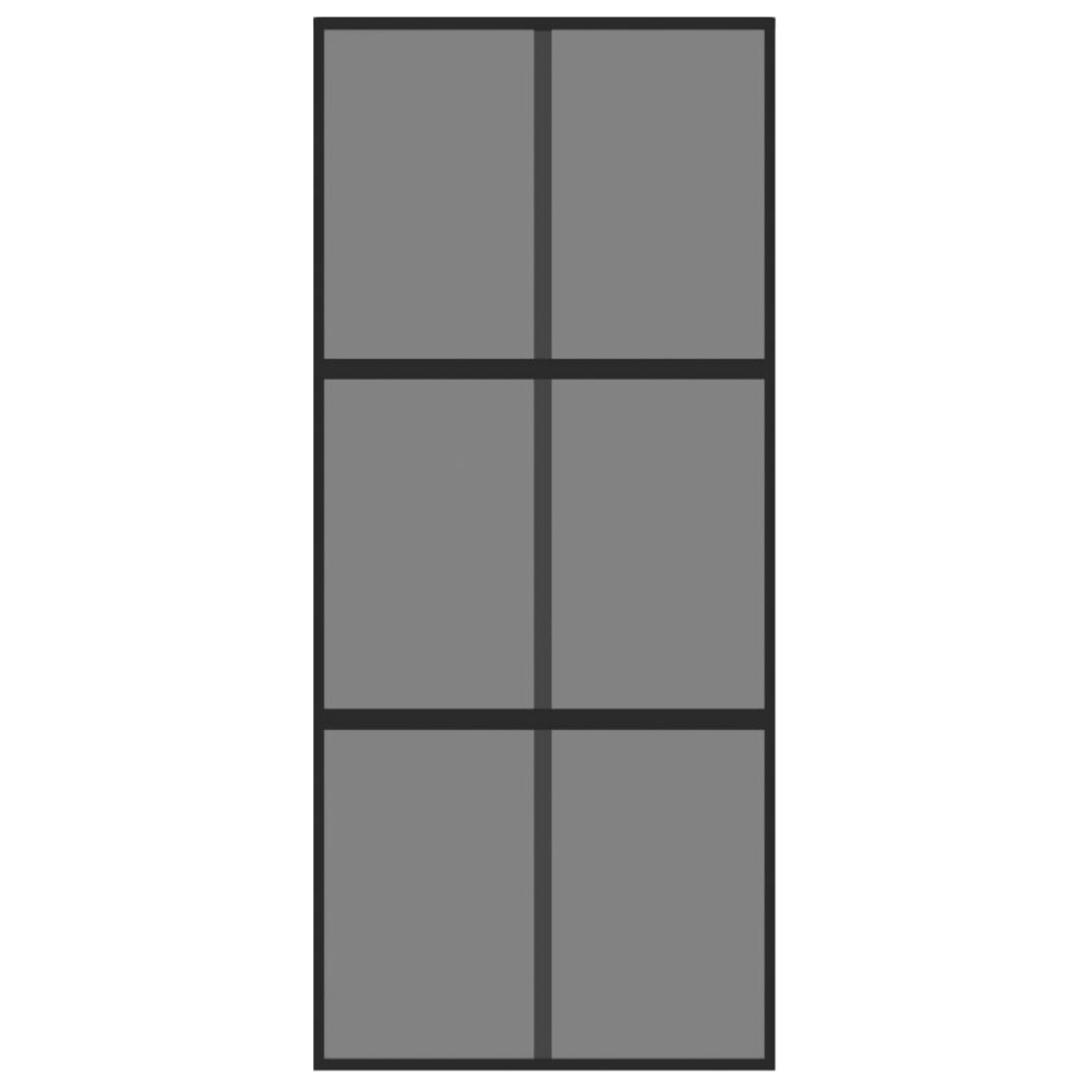 Produktbild för Skjutdörr svart 90x205 cm härdat glas och aluminium