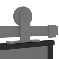 Produktbild för Skjutdörr svart 90x205 cm härdat glas och aluminium