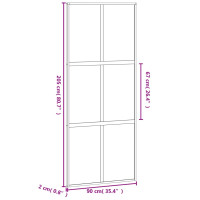 Produktbild för Skjutdörr svart 90x205 cm härdat glas och aluminium