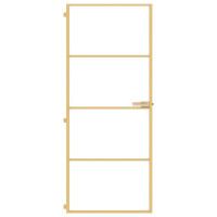 Produktbild för Innerdörr guld 83x201,5 cm härdat glas och aluminium slim