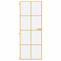 Produktbild för Innerdörr guld 76x201,5 cm härdat glas och aluminium slim