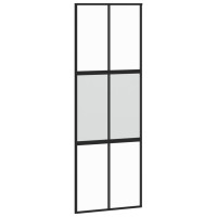 Produktbild för Skjutdörr svart 76x205 cm härdat glas och aluminium