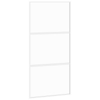 Produktbild för Skjutdörr vit 102,5x205 cm härdat glas och aluminium