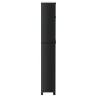 Produktbild för Tvättmaskinskåp BERG svart 76x27x164,5 cm massivt trä