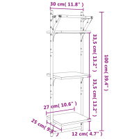 Produktbild för Vägghyllor 3-plan med stänger 2 st grå sonoma 30x25x100 cm