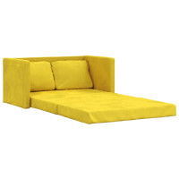 Produktbild för Golvbäddsoffa 2-i-1 mörkgul 122x204x55 cm sammet