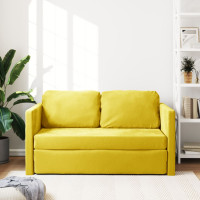 Produktbild för Golvbäddsoffa 2-i-1 mörkgul 122x204x55 cm sammet