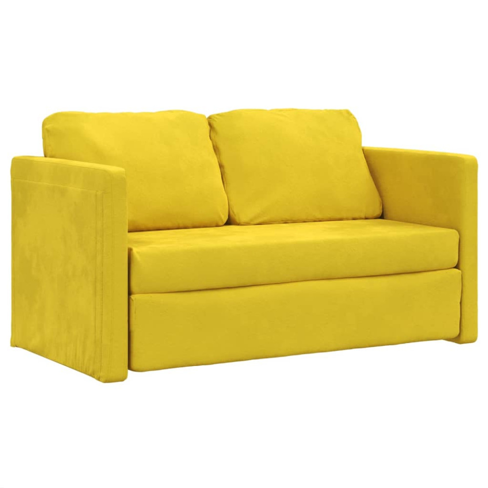 Produktbild för Golvbäddsoffa 2-i-1 mörkgul 122x204x55 cm sammet