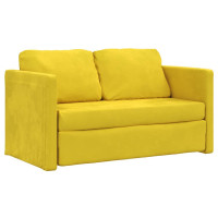 Produktbild för Golvbäddsoffa 2-i-1 mörkgul 122x204x55 cm sammet