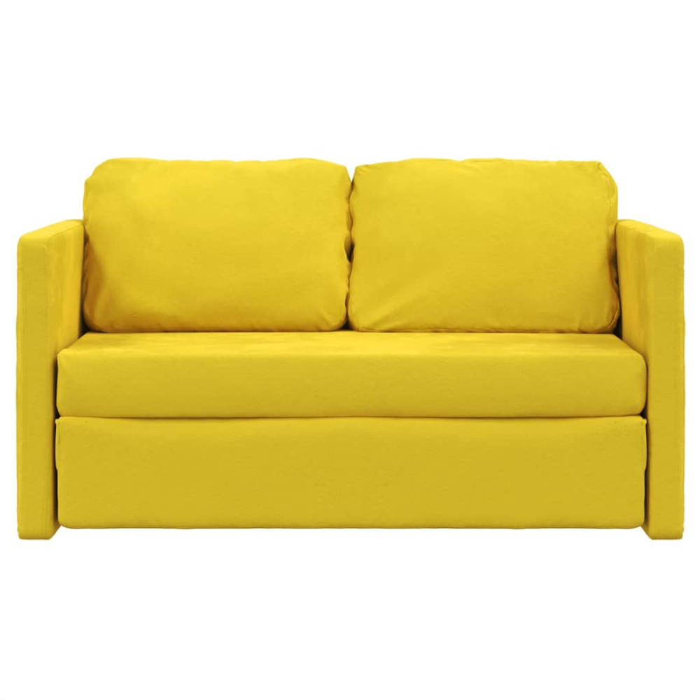 Produktbild för Golvbäddsoffa 2-i-1 mörkgul 122x204x55 cm sammet