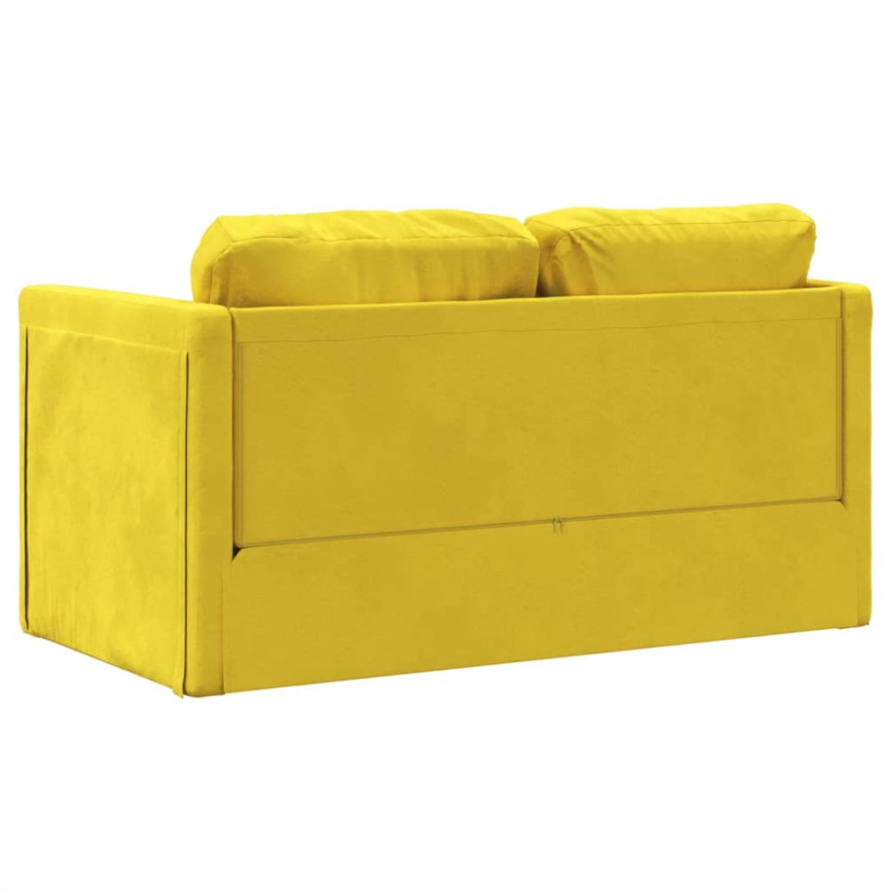Produktbild för Golvbäddsoffa 2-i-1 mörkgul 122x204x55 cm sammet