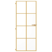 Produktbild för Innerdörr guld 83x201,5 cm härdat glas och aluminium slim