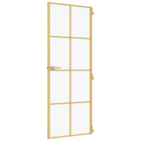 Produktbild för Innerdörr guld 83x201,5 cm härdat glas och aluminium slim