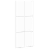 Produktbild för Skjutdörr vit 90x205 cm härdat glas och aluminium