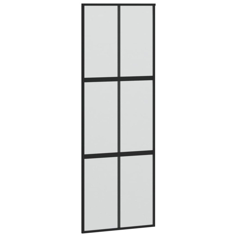 Produktbild för Skjutdörr svart 90x205 cm härdat glas och aluminium