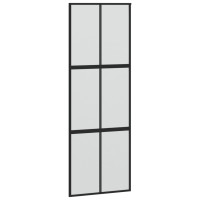 Produktbild för Skjutdörr svart 90x205 cm härdat glas och aluminium