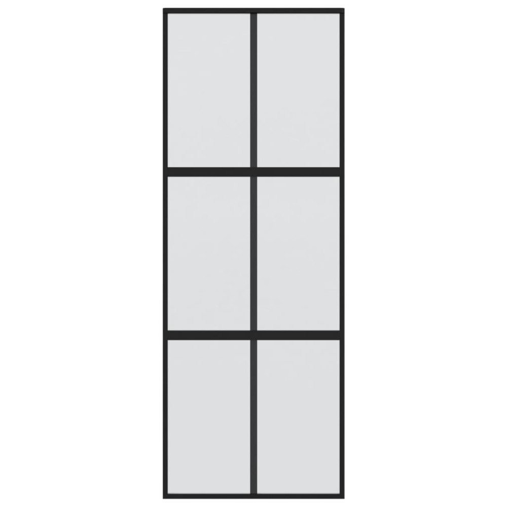 Produktbild för Skjutdörr svart 90x205 cm härdat glas och aluminium