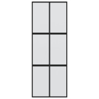 Produktbild för Skjutdörr svart 90x205 cm härdat glas och aluminium