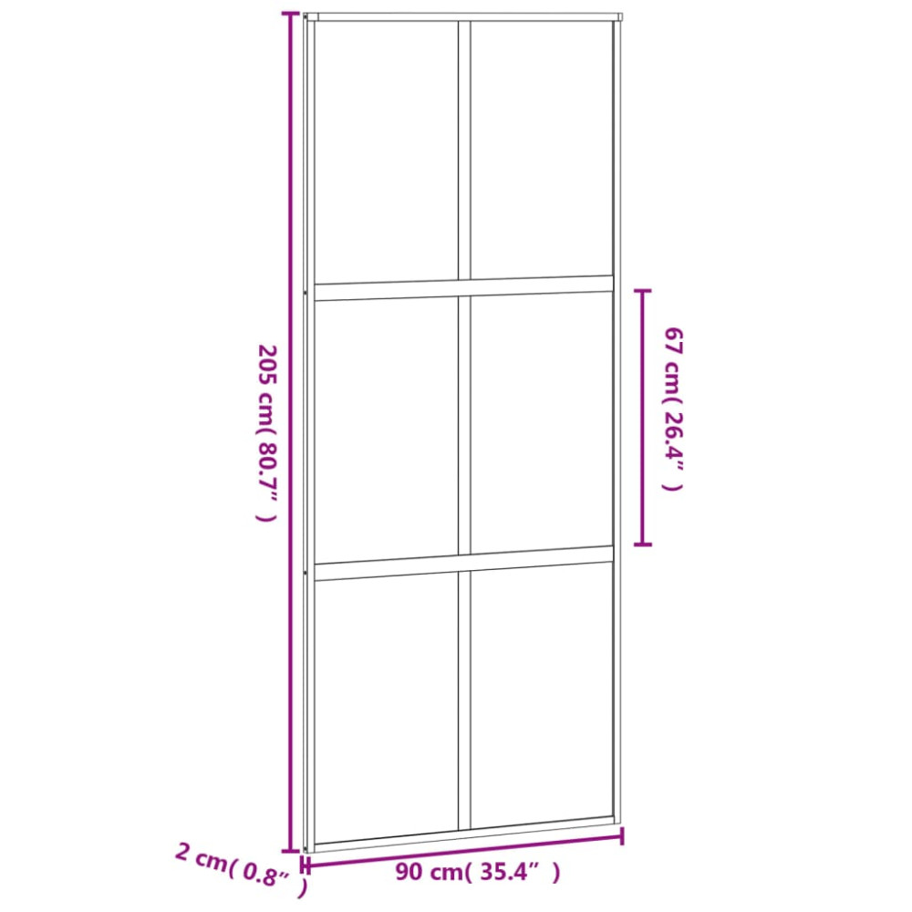 Produktbild för Skjutdörr svart 90x205 cm härdat glas och aluminium