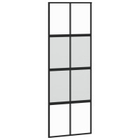 Produktbild för Skjutdörr svart 76x205 cm härdat glas och aluminium